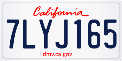 CA license plate 7LYJ165