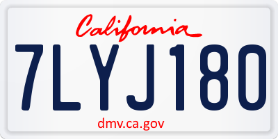 CA license plate 7LYJ180