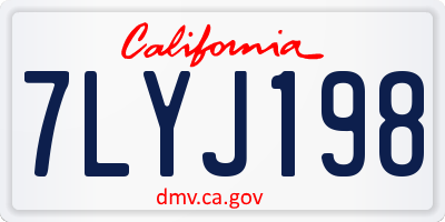 CA license plate 7LYJ198