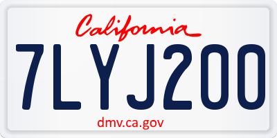 CA license plate 7LYJ200