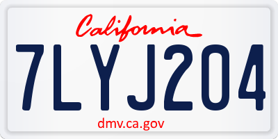 CA license plate 7LYJ204