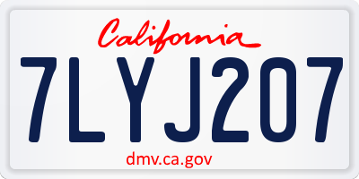CA license plate 7LYJ207