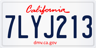 CA license plate 7LYJ213