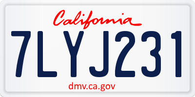 CA license plate 7LYJ231