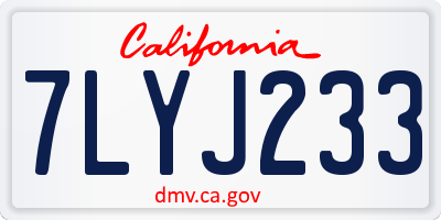 CA license plate 7LYJ233