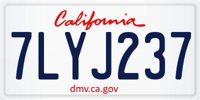 CA license plate 7LYJ237