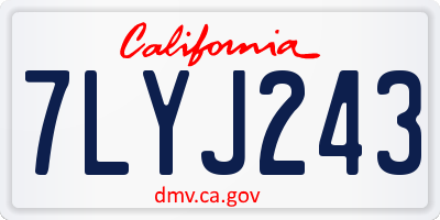 CA license plate 7LYJ243