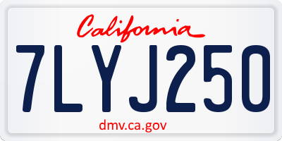 CA license plate 7LYJ250