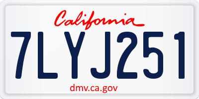 CA license plate 7LYJ251