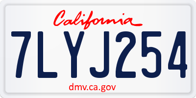 CA license plate 7LYJ254
