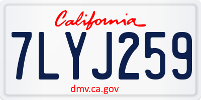 CA license plate 7LYJ259