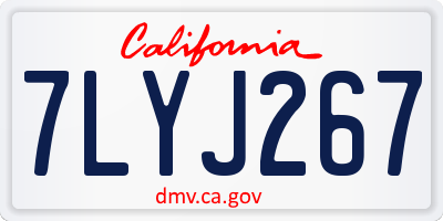 CA license plate 7LYJ267