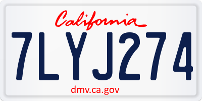 CA license plate 7LYJ274