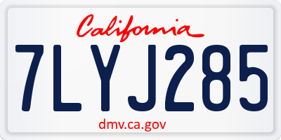 CA license plate 7LYJ285