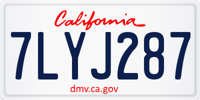CA license plate 7LYJ287