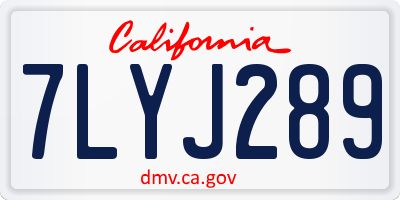 CA license plate 7LYJ289