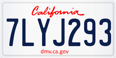 CA license plate 7LYJ293