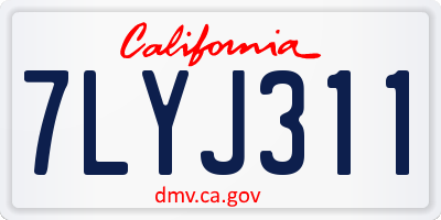 CA license plate 7LYJ311