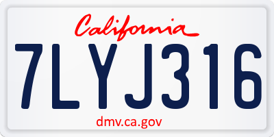 CA license plate 7LYJ316