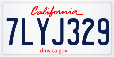 CA license plate 7LYJ329