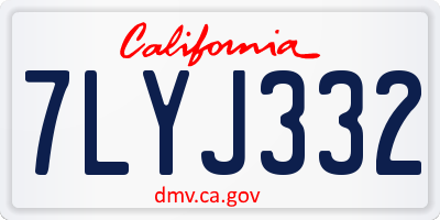 CA license plate 7LYJ332