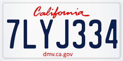 CA license plate 7LYJ334