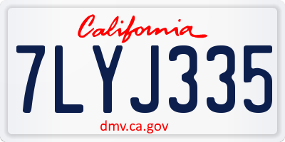 CA license plate 7LYJ335