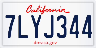 CA license plate 7LYJ344
