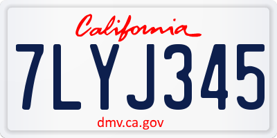 CA license plate 7LYJ345