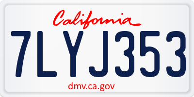 CA license plate 7LYJ353