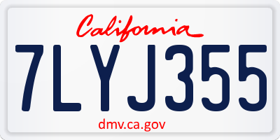 CA license plate 7LYJ355