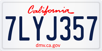 CA license plate 7LYJ357