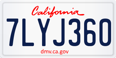 CA license plate 7LYJ360