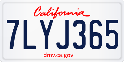 CA license plate 7LYJ365