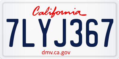 CA license plate 7LYJ367