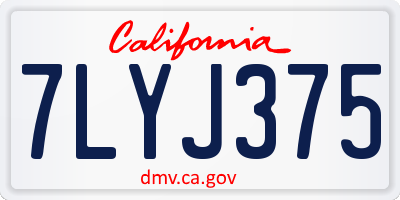 CA license plate 7LYJ375