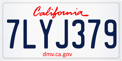 CA license plate 7LYJ379