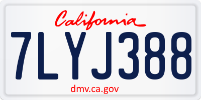 CA license plate 7LYJ388