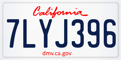 CA license plate 7LYJ396