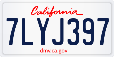 CA license plate 7LYJ397