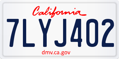 CA license plate 7LYJ402