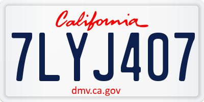 CA license plate 7LYJ407