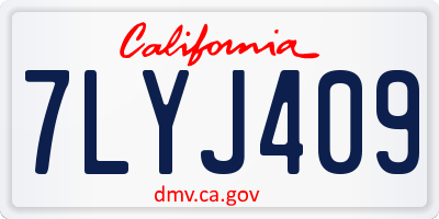 CA license plate 7LYJ409