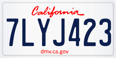 CA license plate 7LYJ423