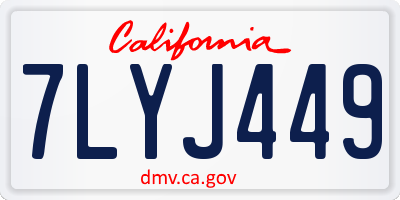 CA license plate 7LYJ449