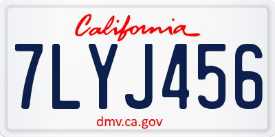 CA license plate 7LYJ456
