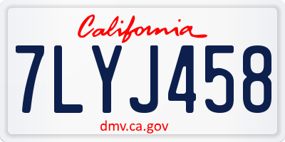 CA license plate 7LYJ458