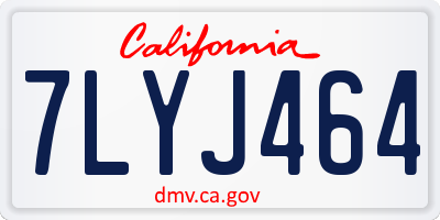CA license plate 7LYJ464