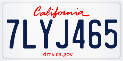 CA license plate 7LYJ465