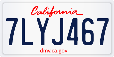 CA license plate 7LYJ467